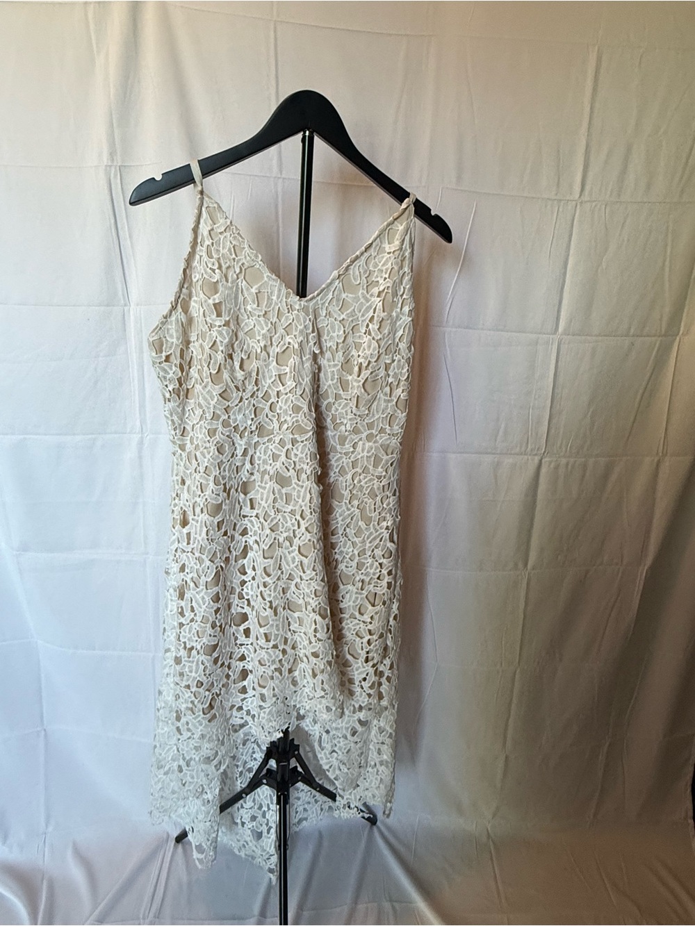 Ivory Crochet Lace High Low Dress size 2X spaghetti strap Boho wedding guest